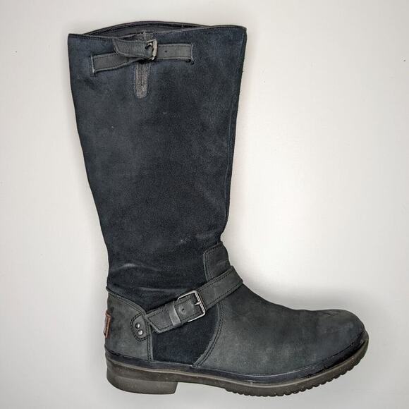 UGG Thomsen black leather and suede boots half side zip size 9 - Picture 1 of 9